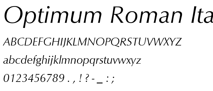 Optimum Roman Italic font